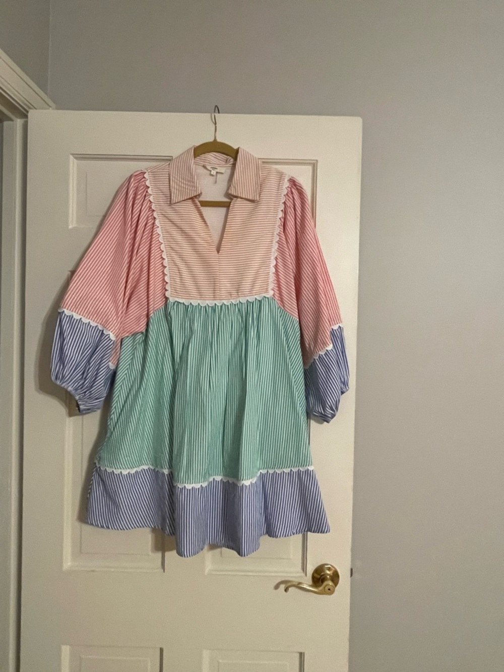 entro Pastel Striped Colorblock Dress in Pink, Mint & Blue